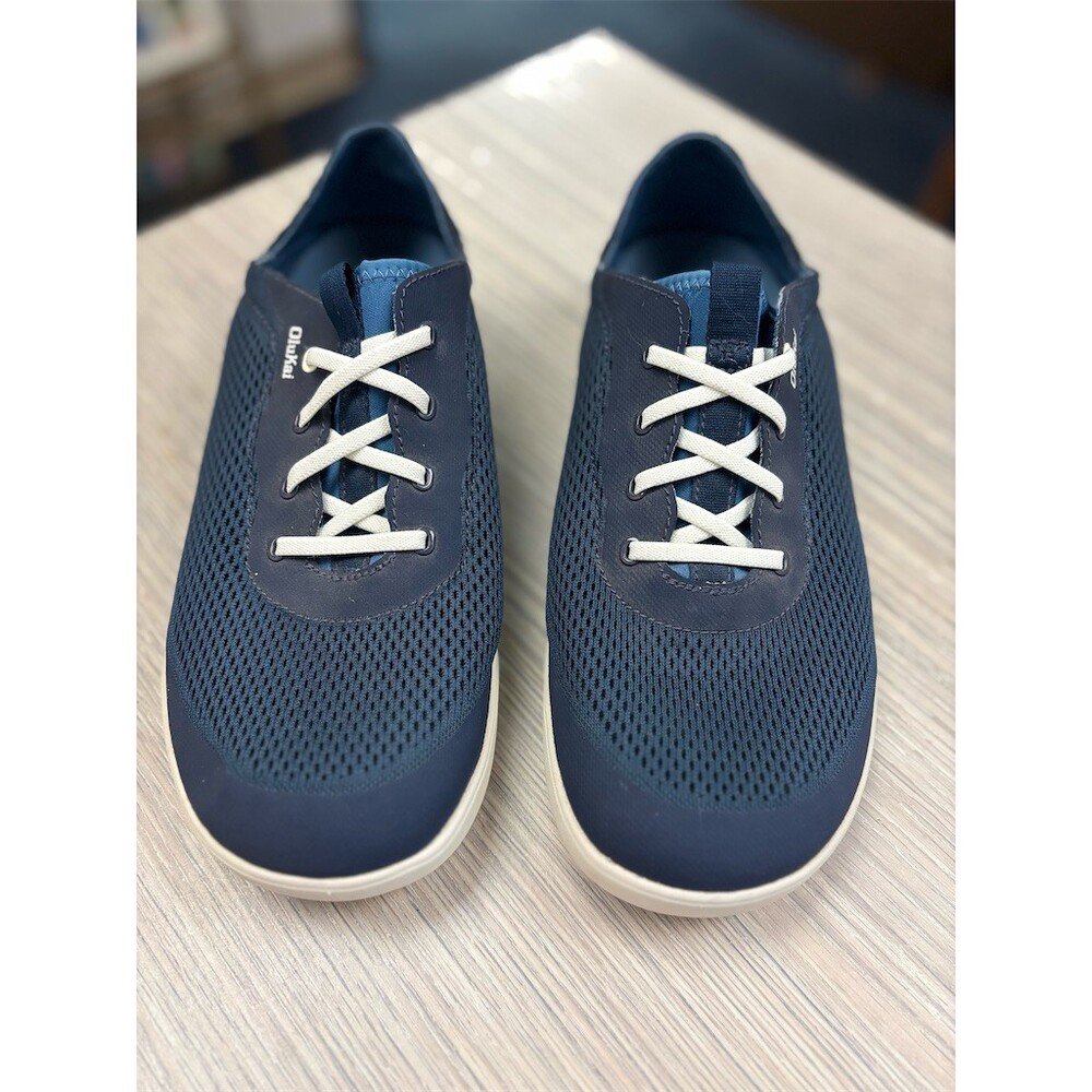 OluKai Moku Pae Men's Lace-Up Boat Shoes Trench Blue/Off White Size 10.5